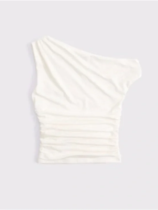 Abercrombie & Fitch Asymmetrical Draped Top- Cream - Picture 1 of 1